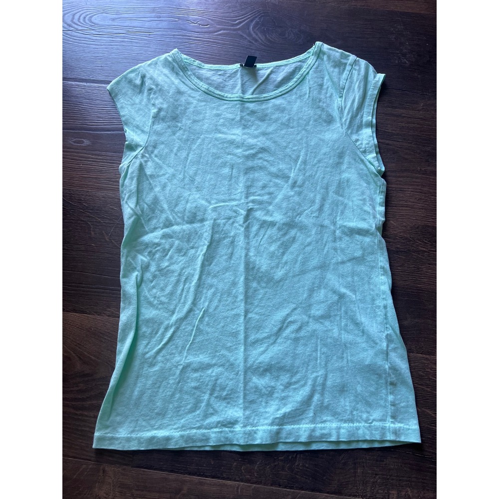 J.Crew Women Mint Green Cap Sleeve Slub Knit Crew Neck Tee Shirt F1659 Size S